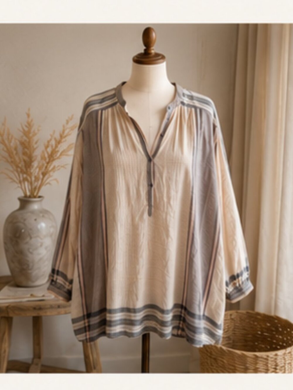Free People Metallic Grid Gauze Tunic Mini Dress Oversized Quiet Luxury Boho